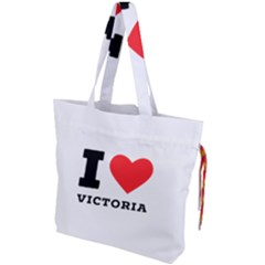 I Love Victoria Drawstring Tote Bag by ilovewhateva