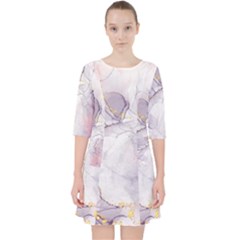 Liquid Marble Quarter Sleeve Pocket Dress