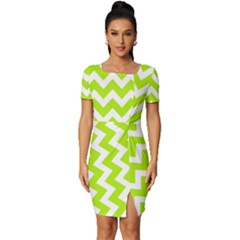 Chevron Pattern Gifts Fitted Knot Split End Bodycon Dress