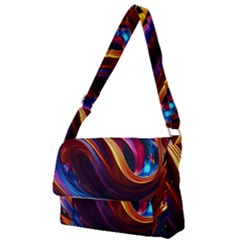 Ai Generated Waves Splash Liquid Paint Wall Full Print Messenger Bag (s)