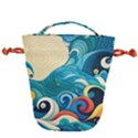 Waves Ocean Sea Abstract Whimsical (2) Drawstring Bucket Bag View1