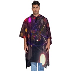 Abstract Light Star Design Laser Light Emitting Diode Men s Hooded Rain Ponchos