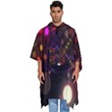 Abstract Light Star Design Laser Light Emitting Diode Men s Hooded Rain Ponchos View1