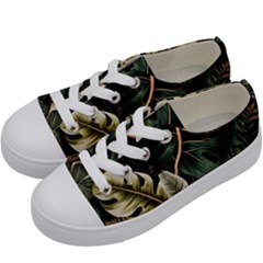 Tropical Leaves Foliage Monstera Nature Home Pattern Kids  Low Top Canvas Sneakers