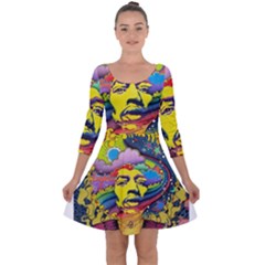 Psychedelic Rock Jimi Hendrix Quarter Sleeve Skater Dress