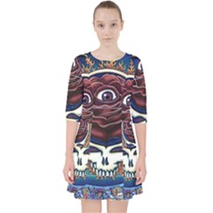 Grateful Dead Skull Rose Quarter Sleeve Pocket Dress