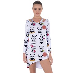 Playing Pandas Cartoons Asymmetric Cut-out Shift Dress by Semog4