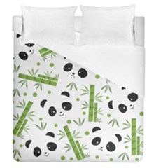 Giant Panda Bear Green Bamboo Duvet Cover (queen Size) by Salman4z