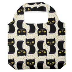 Black Cats And Dots Koteto Cat Pattern Kitty Premium Foldable Grocery Recycle Bag by Salman4z