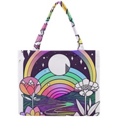 Rainbow Fun Cute Minimal Doodle Drawing Art Mini Tote Bag