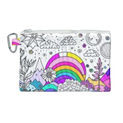 Rainbow Fun Cute Minimal Doodle Drawing 3 Canvas Cosmetic Bag (large)