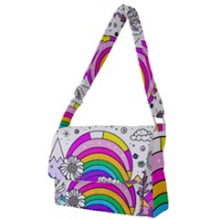 Rainbow Fun Cute Minimal Doodle Drawing 3 Full Print Messenger Bag (s)