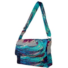 Tsunami Waves Ocean Sea Nautical Nature Water Painting Full Print Messenger Bag (s)