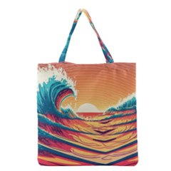 Waves Ocean Sea Tsunami Nautical 6 Grocery Tote Bag