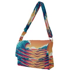 Waves Ocean Sea Tsunami Nautical 6 Full Print Messenger Bag (l)