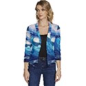 Tsunami Waves Ocean Sea Nautical Nature Water Moon Women s Casual 3/4 Sleeve Spring Jacket View1