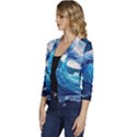 Tsunami Waves Ocean Sea Nautical Nature Water Moon Women s Casual 3/4 Sleeve Spring Jacket View2