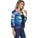 Tsunami Waves Ocean Sea Nautical Nature Water Moon Women s Casual 3/4 Sleeve Spring Jacket View3