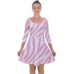 Pink Zebra Vibes Animal Print  Quarter Sleeve Skater Dress