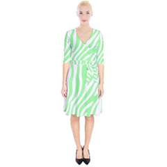 Green Zebra Vibes Animal Print  Wrap Up Cocktail Dress