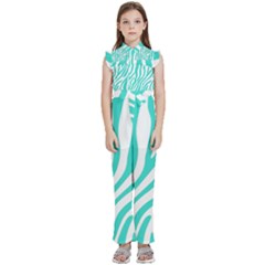 Blue Zebra Vibes Animal Print   Kids  Sleeveless Ruffle Edge Band Collar Chiffon One Piece by ConteMonfrey