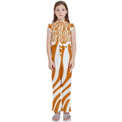 Orange Zebra Vibes Animal Print   Kids  Sleeveless Ruffle Edge Band Collar Chiffon One Piece by ConteMonfrey