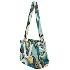 Waves Ocean Sea Abstract Whimsical Abstract Art 6 Rope Handles Shoulder Strap Bag by Wegoenart