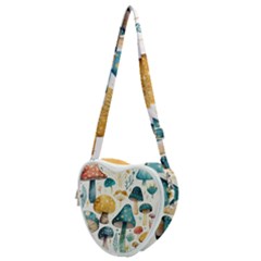 Mushroom Forest Fantasy Flower Nature Heart Shoulder Bag by Uceng