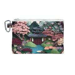 Japanese Garden Flowers Landscape Canvas Cosmetic Bag (medium)