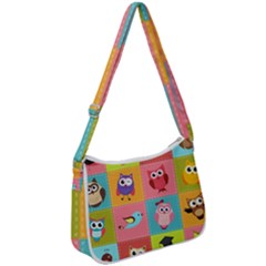 Owls Pattern Abstract Art Vector Cartoon Zip Up Shoulder Bag by Salman4z