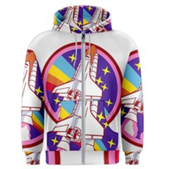 Badge Patch Pink Rainbow Rocket Men s Zipper Hoodie by Salman4z