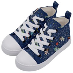 Cat Cosmos Cosmonaut Rocket Kids  Mid-top Canvas Sneakers by Salman4z