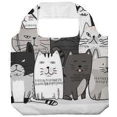 Cute Cat Hand Drawn Cartoon Style Foldable Grocery Recycle Bag by Salman4z