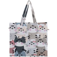 Cute Cat Couple Seamless Pattern Cartoon Canvas Travel Bag by Salman4z