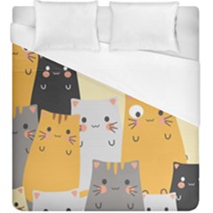 Seamless-pattern-cute-cat-cartoons Duvet Cover (king Size) by Salman4z