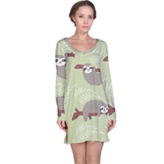 Sloths-pattern-design Long Sleeve Nightdress by Salman4z