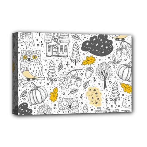 Doodle-seamless-pattern-with-autumn-elements Deluxe Canvas 18  X 12  (stretched) by Salman4z