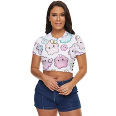 Cute-doodle-cartoon-seamless-pattern Side Button Cropped Tee by Salman4z