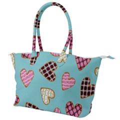 Seamless Pattern With Heart Shaped Cookies With Sugar Icing Canvas Shoulder Bag by pakminggu