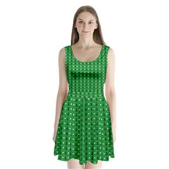 Green Christmas Tree Pattern Background Split Back Mini Dress 