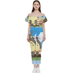 My Neighbor Totoro Totoro Off Shoulder Ruffle Top Jumpsuit