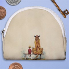 Tiger Sitting Beside Boy Painting Parody Cartoon Horseshoe Style Canvas Pouch by Bakwanart