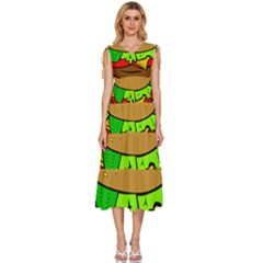 Hamburger-cheeseburger-fast-food V-neck Drawstring Shoulder Sleeveless Maxi Dress