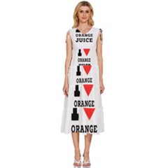 I Love Orange Juice V-neck Drawstring Shoulder Sleeveless Maxi Dress