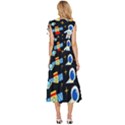 Space Seamless Pattern V-Neck Drawstring Shoulder Sleeveless Maxi Dress View4