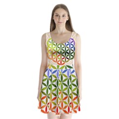 Mandala Rainbow Colorful Split Back Mini Dress 