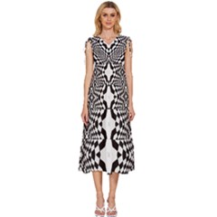 Tile Repeating Pattern Texture V-neck Drawstring Shoulder Sleeveless Maxi Dress