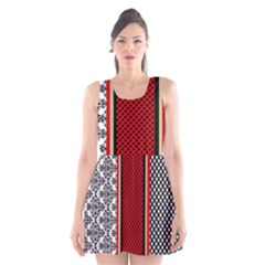 Background Damask Red Black Scoop Neck Skater Dress