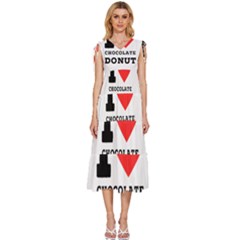 I Love Chocolate Donut V-neck Drawstring Shoulder Sleeveless Maxi Dress