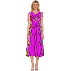 Stained Glass Love Heart V-neck Drawstring Shoulder Sleeveless Maxi Dress